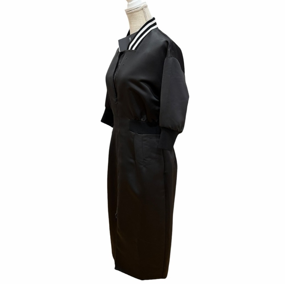 MO&Co. NWT Black Varsity Midi Dress Tiger Graphic Dare To Be Zip Front Size M - Picture 6 of 14